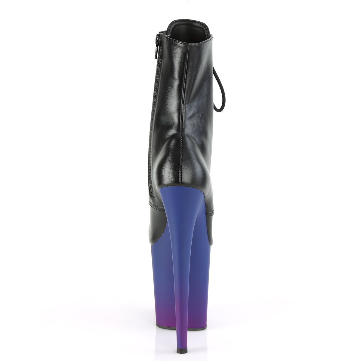 Pleaser Botas de tobillo para mujer FLAMINGO-1020bp Blk Faux Cuero / Blue-Purple Ombre