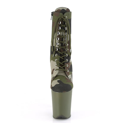 Pleaser Botas de tobillo para mujer FLAMINGO-1020camo de tela de camufla verde / oscuro Olive Mate