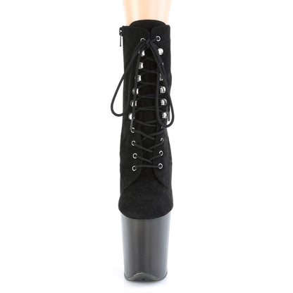 Pleaser Botas de tobillo para mujer FLAMINGO-1020fst Blk Faux Suede / Frosted Blk