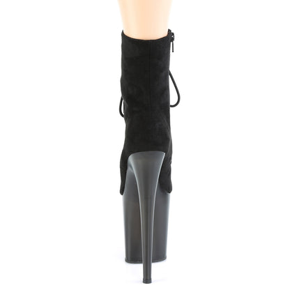 Pleaser Botas de tobillo para mujer FLAMINGO-1020fst Blk Faux Suede / Frosted Blk