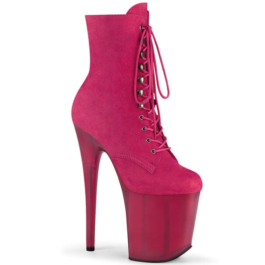 Pleaser Womens Ankle Boots FLAMINGO-1020FST H. Pink Faux Suede/Frosted H. Pink