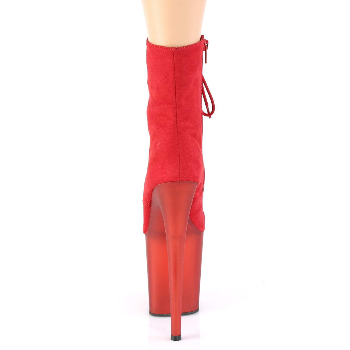 Pleaser Botas de tobillo para mujer FLAMINGO-1020FST Faux rojo de gamuza / rojo helado