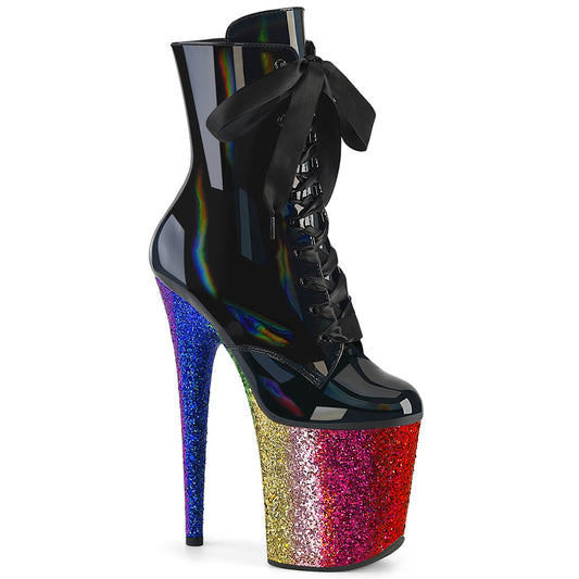 Pleaser   FLAMINGO-1020hg BLK Holo Pat/Rainbow Brillantina