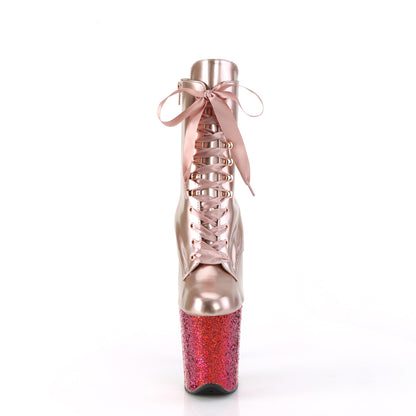 Pleaser   FLAMINGO-1020HG Rose Gold Holo Pat/Rainbow Glitter