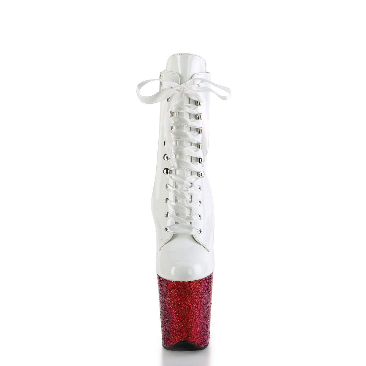 Pleaser   FLAMINGO-1020HG Wht Holo Pat/Rainbow Glitter