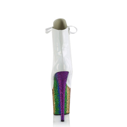 Pleaser   FLAMINGO-1020HG Wht Holo Pat/Rainbow Glitter