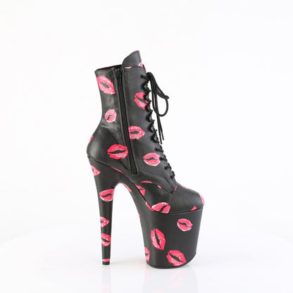 Pleaser Women's Platform Shoes FLAMINGO-1020KISSES Blk Faux Leather/Blk Faux Leather