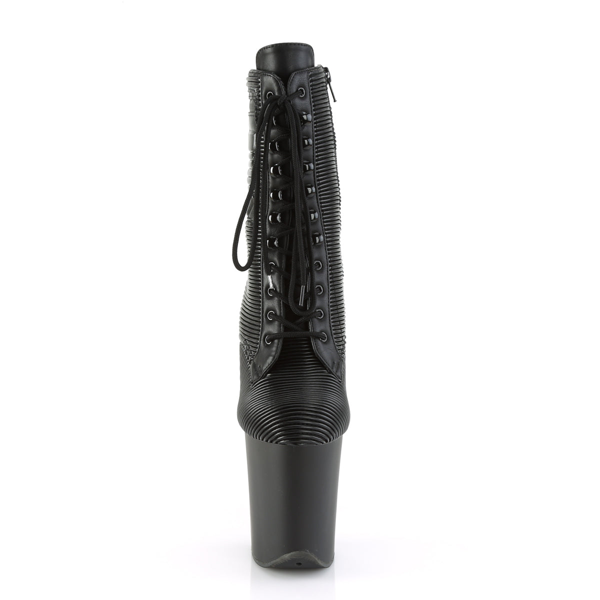 Pleaser De las mujeres  FLAMINGO-1020pk BLK Colchado Faux Leather/Blk Matte