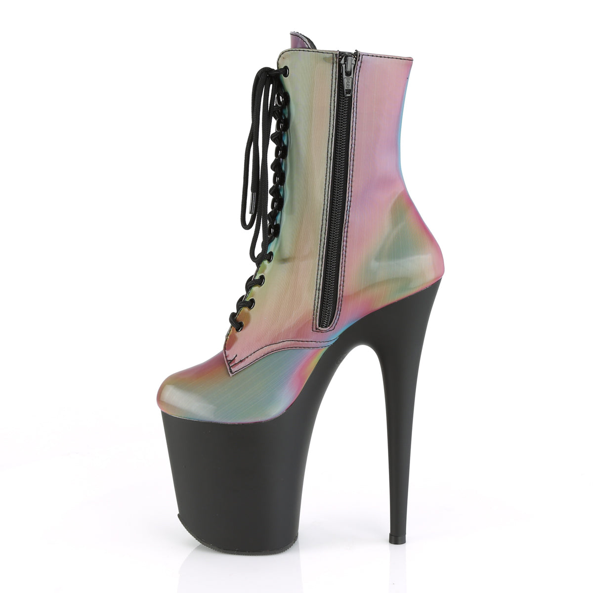 Pleaser Botas de tobillo para mujer FLAMINGO-1020Reffl Rainbow Reflectante / blk mate