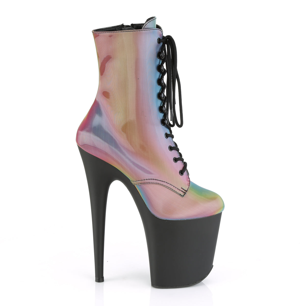 Pleaser Botas de tobillo para mujer FLAMINGO-1020Reffl Rainbow Reflectante / blk mate