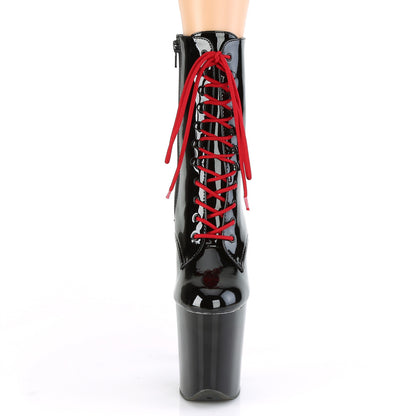 Pleaser Botas de tobillo para mujer FLAMINGO-1020RH BLK PAT / BLK-ROJO