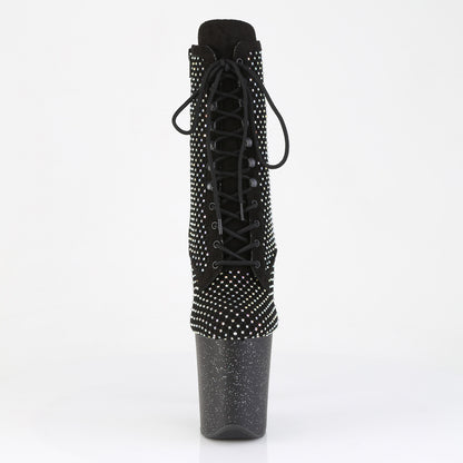Pleaser Women's Platform Shoes FLAMINGO-1020RM Blk Faux Suede-RS Mesh/Blk Matte