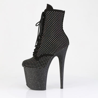 Pleaser Women's Platform Shoes FLAMINGO-1020RM Blk Faux Suede-RS Mesh/Blk Matte