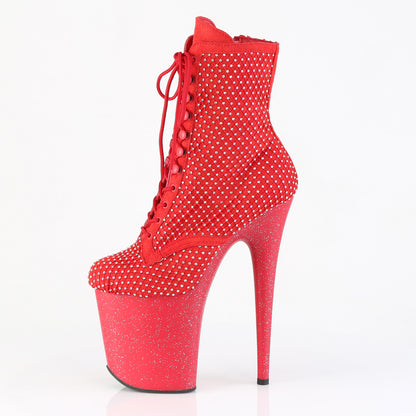 Pleaser Women's Platform Shoes FLAMINGO-1020RM Red Faux Suede-RS Mesh/Red Matte