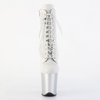 Pleaser Women's Platform Shoes FLAMINGO-1020RM Silver Faux Sude-RS Mesh/Slv Matte