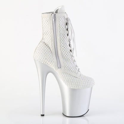 Pleaser Women's Platform Shoes FLAMINGO-1020RM Silver Faux Sude-RS Mesh/Slv Matte