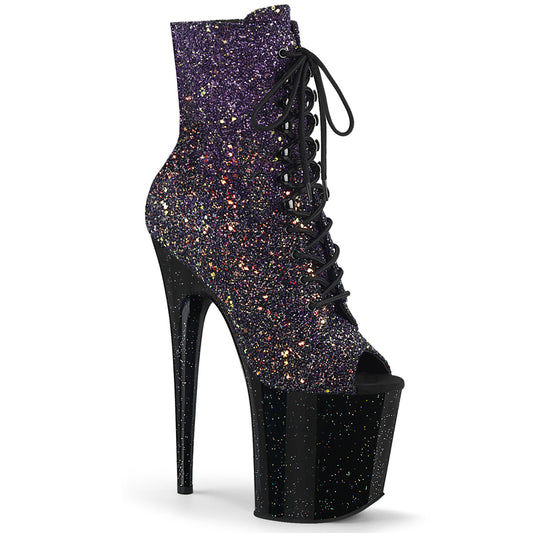 Pleaser Botas de tobillo para mujer FLAMINGO-1021WMG PURPLE MULTI GLITTER / BLK