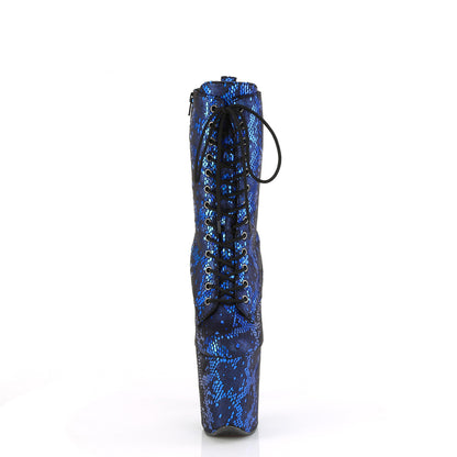 Pleaser   FLAMINGO-1040SPF Blue Metallic Snake Print Fabric/M