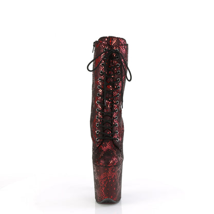 Pleaser   FLAMINGO-1040spf tela de impresión de serpiente metálica roja/m