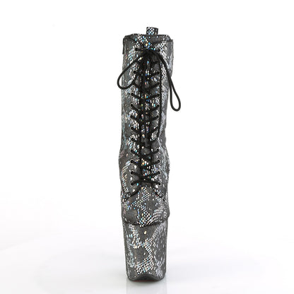 Pleaser   FLAMINGO-1040SPF Silver Metallic Holo Snake Print Fabric/M