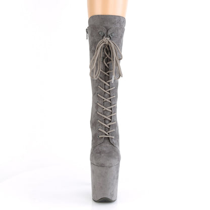 Pleaser Womens Ankle Boots FLAMINGO-1050FS Grey Faux Suede/Grey Faux Suede