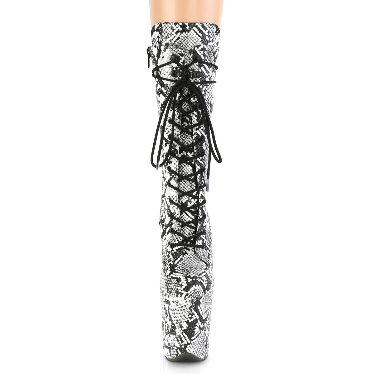 Pleaser Botas de tobillo para mujer FLAMINGO-1050SP BLK-WHT SNAKE PRINT / BLK-WHT SNAKET PRINT