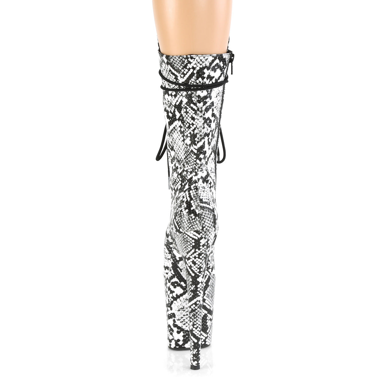 Pleaser Womens Ankle Boots FLAMINGO-1050SP Blk-Wht Snake Print/Blk-Wht Snake Print