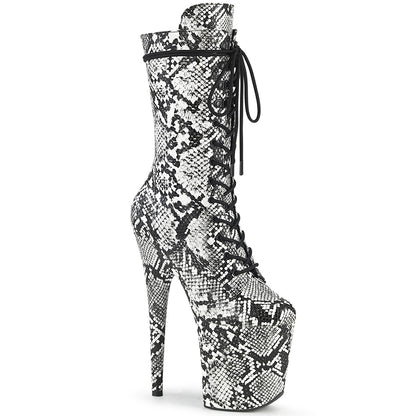 Pleaser Botas de tobillo para mujer FLAMINGO-1050SP BLK-WHT SNAKE PRINT / BLK-WHT SNAKET PRINT