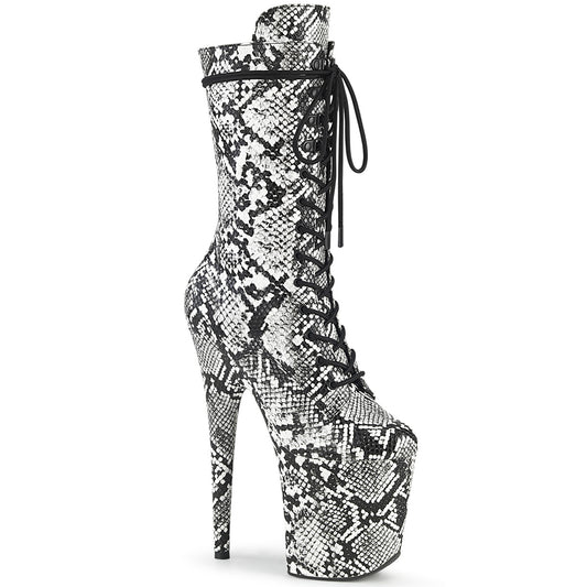 Pleaser Botas de tobillo para mujer FLAMINGO-1050SP BLK-WHT SNAKE PRINT / BLK-WHT SNAKET PRINT