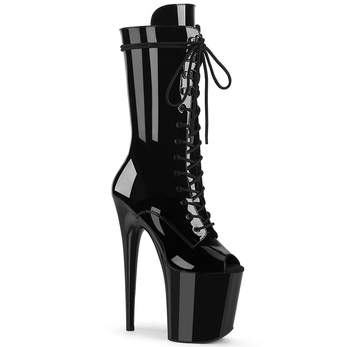 Pleaser Womens Ankle Boots FLAMINGO-1051 Blk Pat/Blk