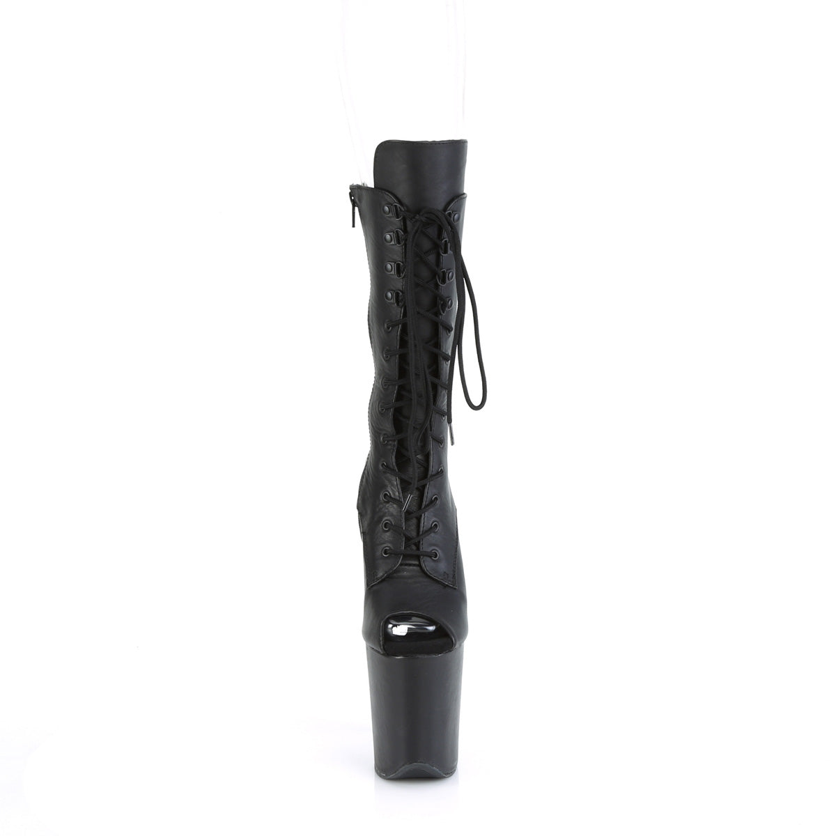 Pleaser Botas de tobillo para mujer FLAMINGO-1051lwr Blk Cuero / Cuero Negro