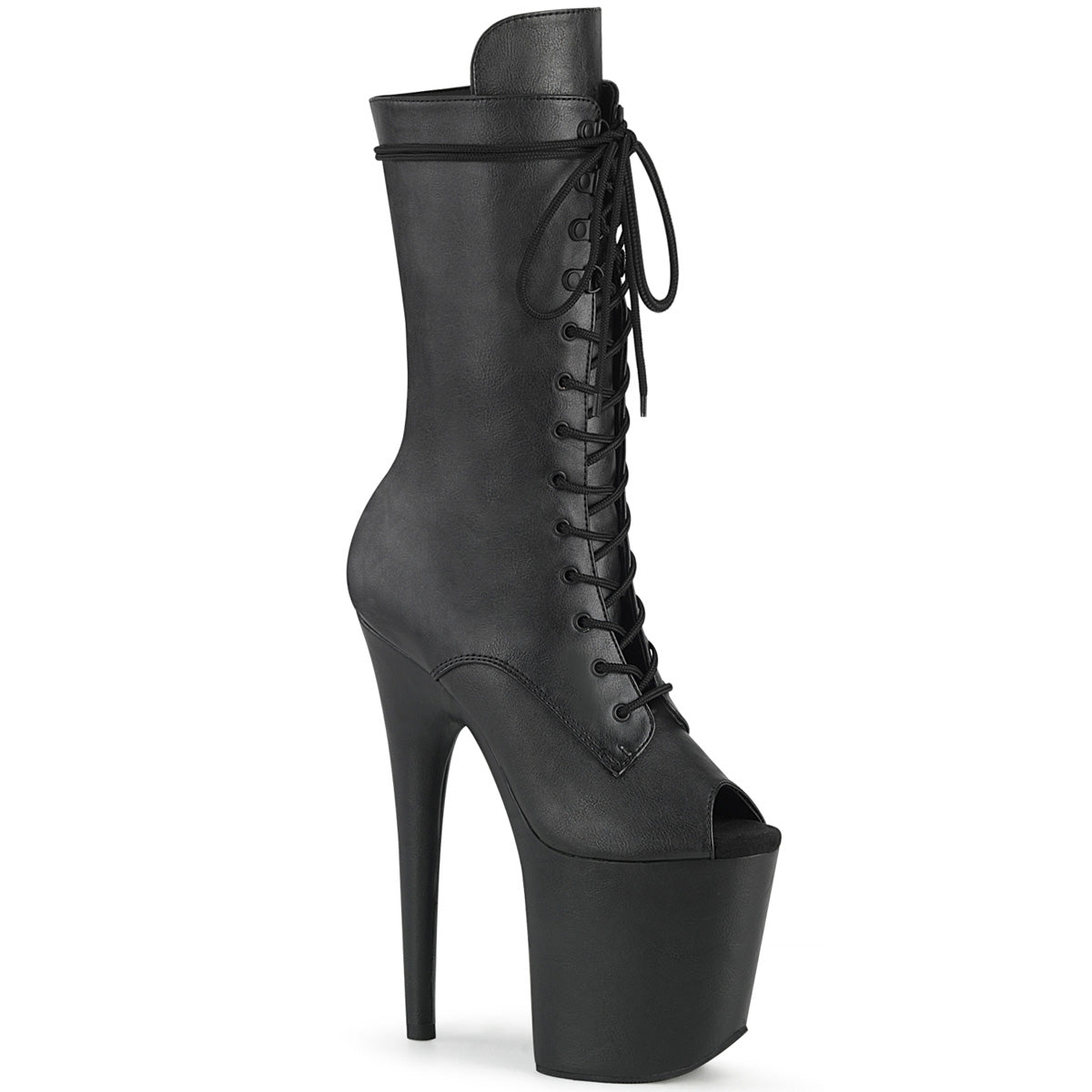 Pleaser Botas de tobillo para mujer FLAMINGO-1051lwr Blk Cuero / Cuero Negro