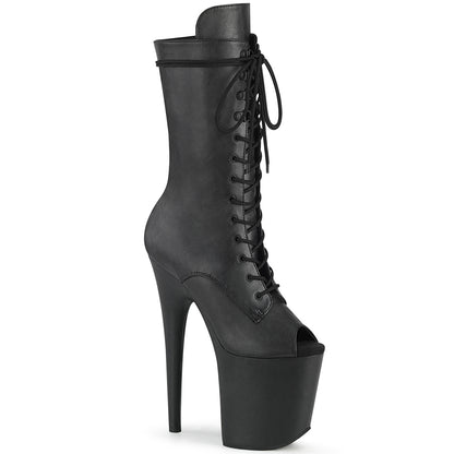 Pleaser Botas de tobillo para mujer FLAMINGO-1051lwr Blk Cuero / Cuero Negro