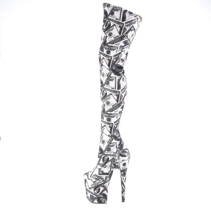 Pleaser Botas de mujer FLAMINGO-3000dp wht-blk str. Tela / wht-blk tela