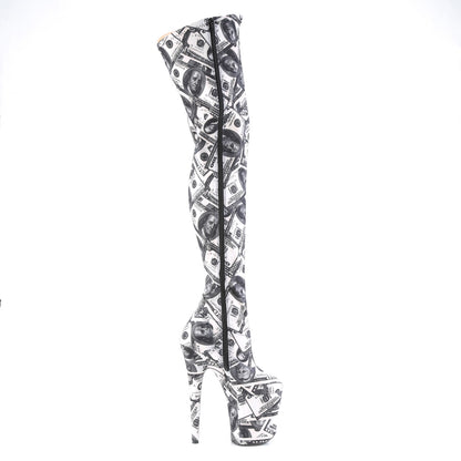 Pleaser Botas de mujer FLAMINGO-3000dp wht-blk str. Tela / wht-blk tela