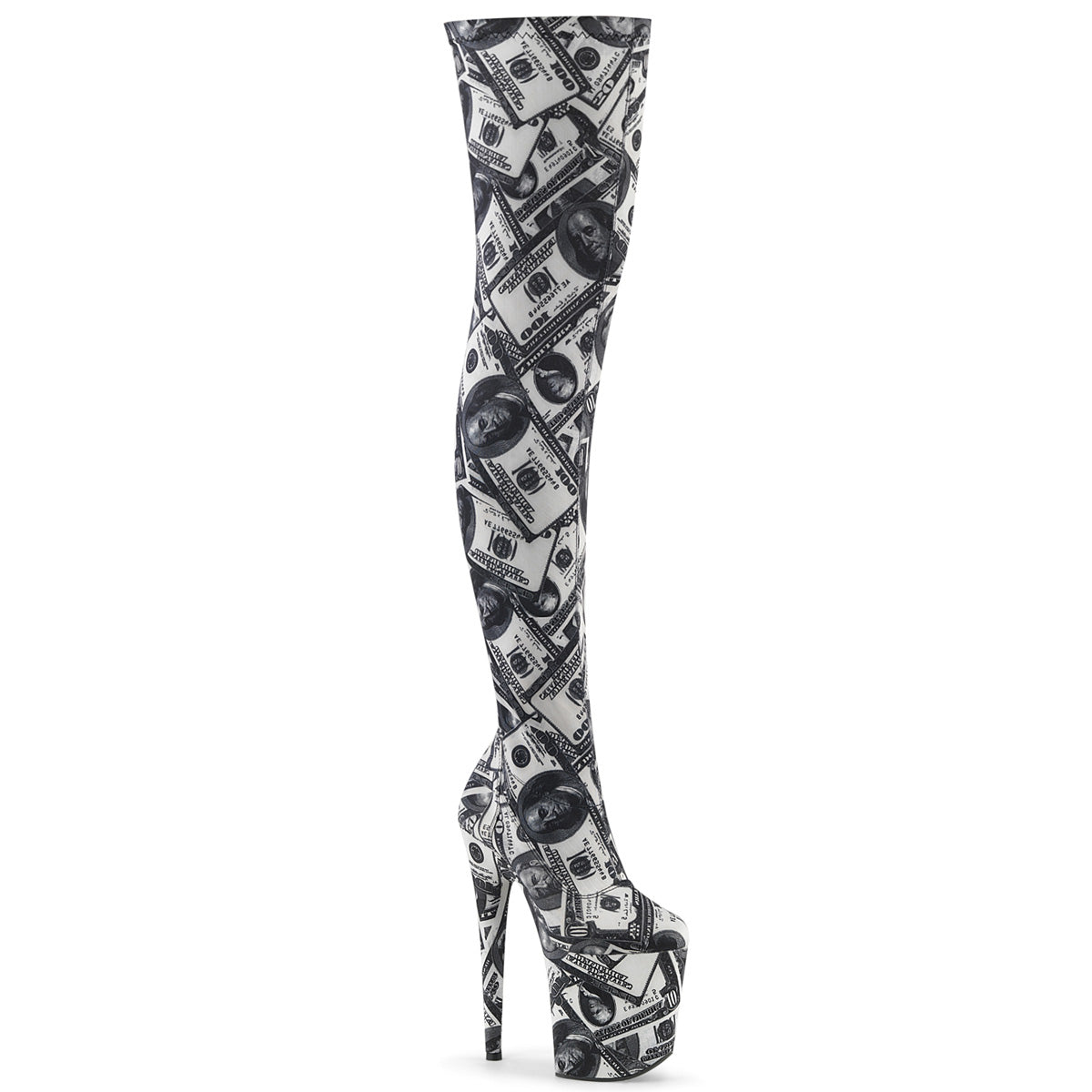 Pleaser Botas de mujer FLAMINGO-3000dp wht-blk str. Tela / wht-blk tela