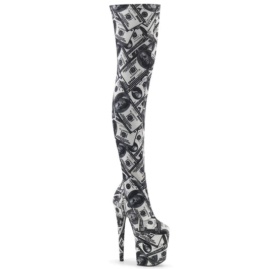 Pleaser Botas de mujer FLAMINGO-3000dp wht-blk str. Tela / wht-blk tela