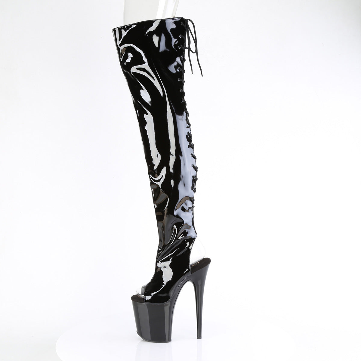Pleaser   FLAMINGO-3017 Blk Str Pat/Blk