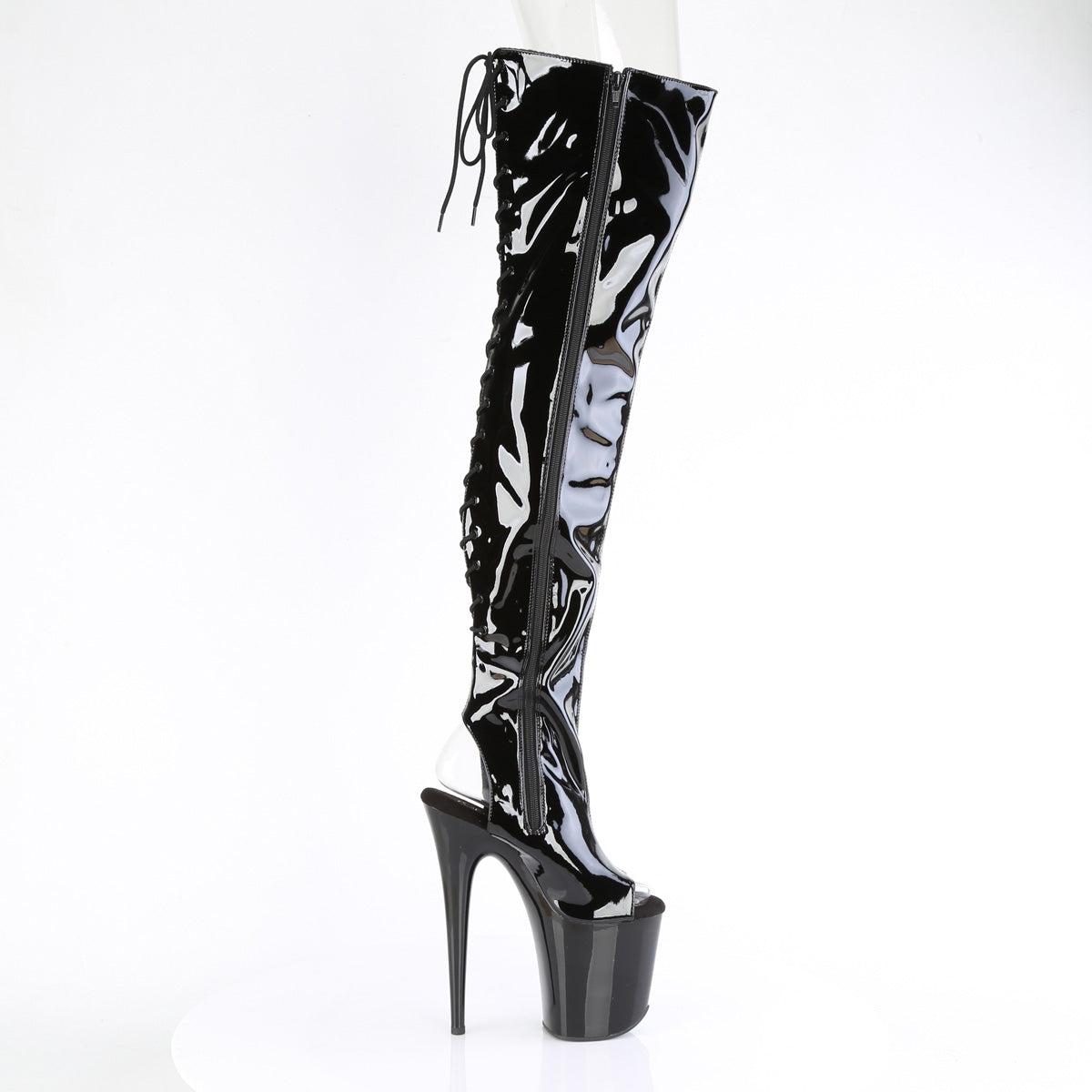 Pleaser   FLAMINGO-3017 Blk Str Pat/Blk