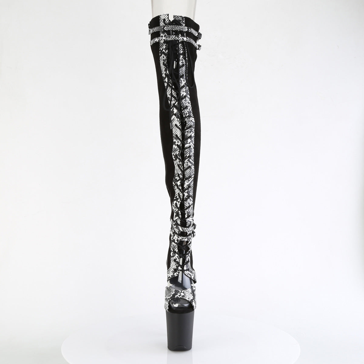 Pleaser  Botas FLAMINGO-3027SP BLK Faux Suda-Snake Print Faux le./blk mate