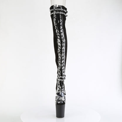 Pleaser  Botas FLAMINGO-3027SP BLK Faux Suda-Snake Print Faux le./blk mate