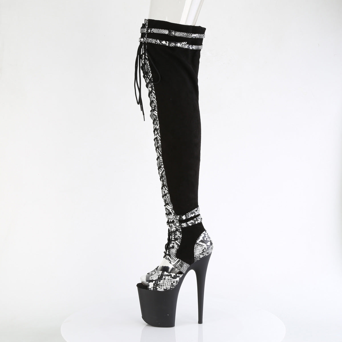 Pleaser  Botas FLAMINGO-3027SP BLK Faux Suda-Snake Print Faux le./blk mate