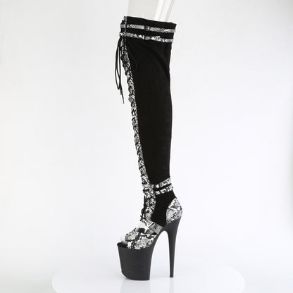 Pleaser  Botas FLAMINGO-3027SP BLK Faux Suda-Snake Print Faux le./blk mate