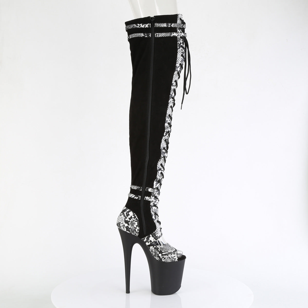Pleaser  Botas FLAMINGO-3027SP BLK Faux Suda-Snake Print Faux le./blk mate