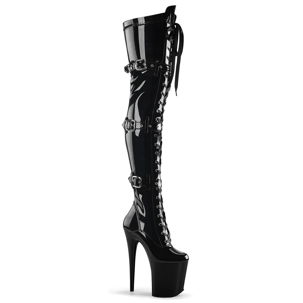 Pleaser Botas de mujer FLAMINGO-3028 BLK STR PAT / BLK