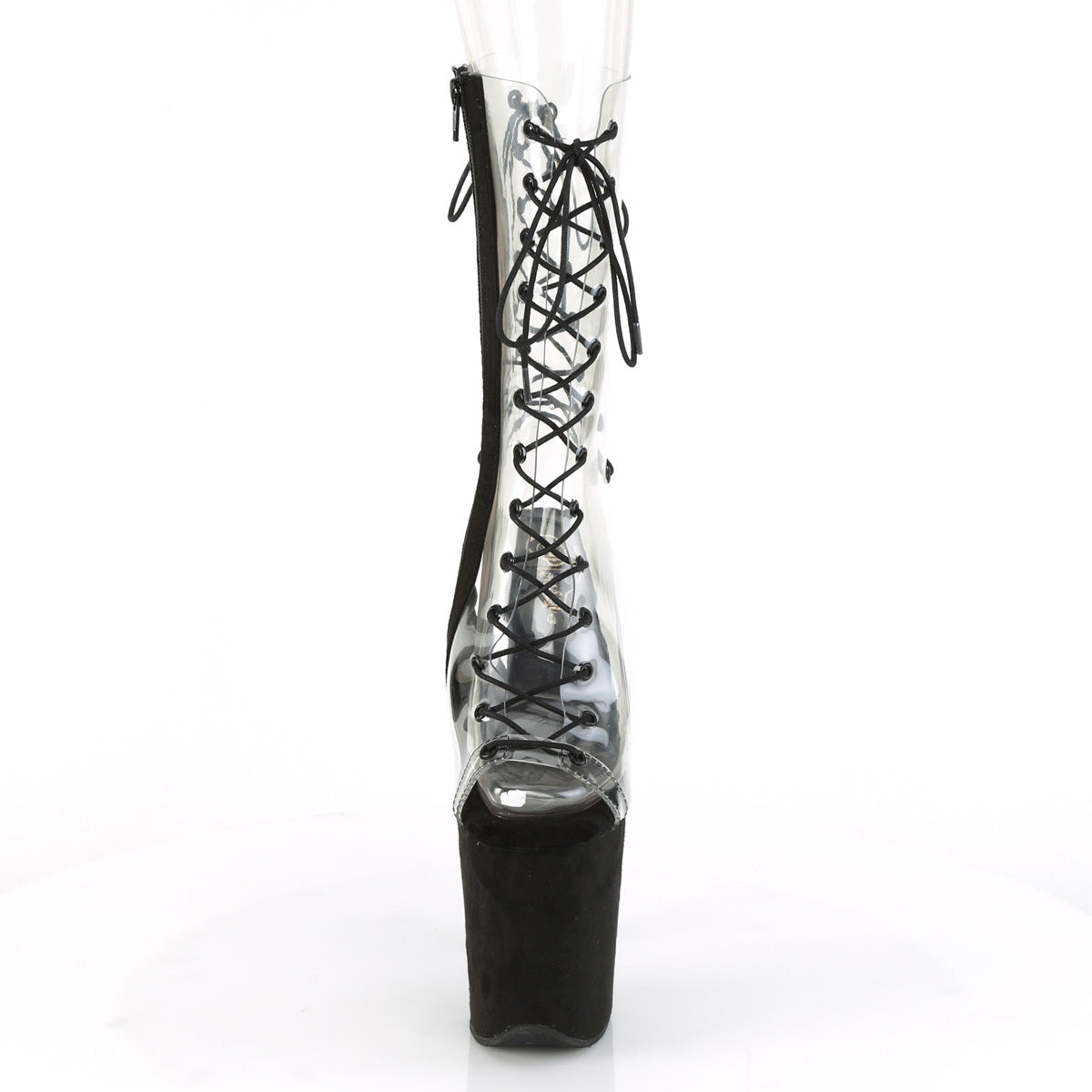 Pleaser Botas de tobillo para mujer FLAMINGO-800-60FS CLR / BLK Faux Suede