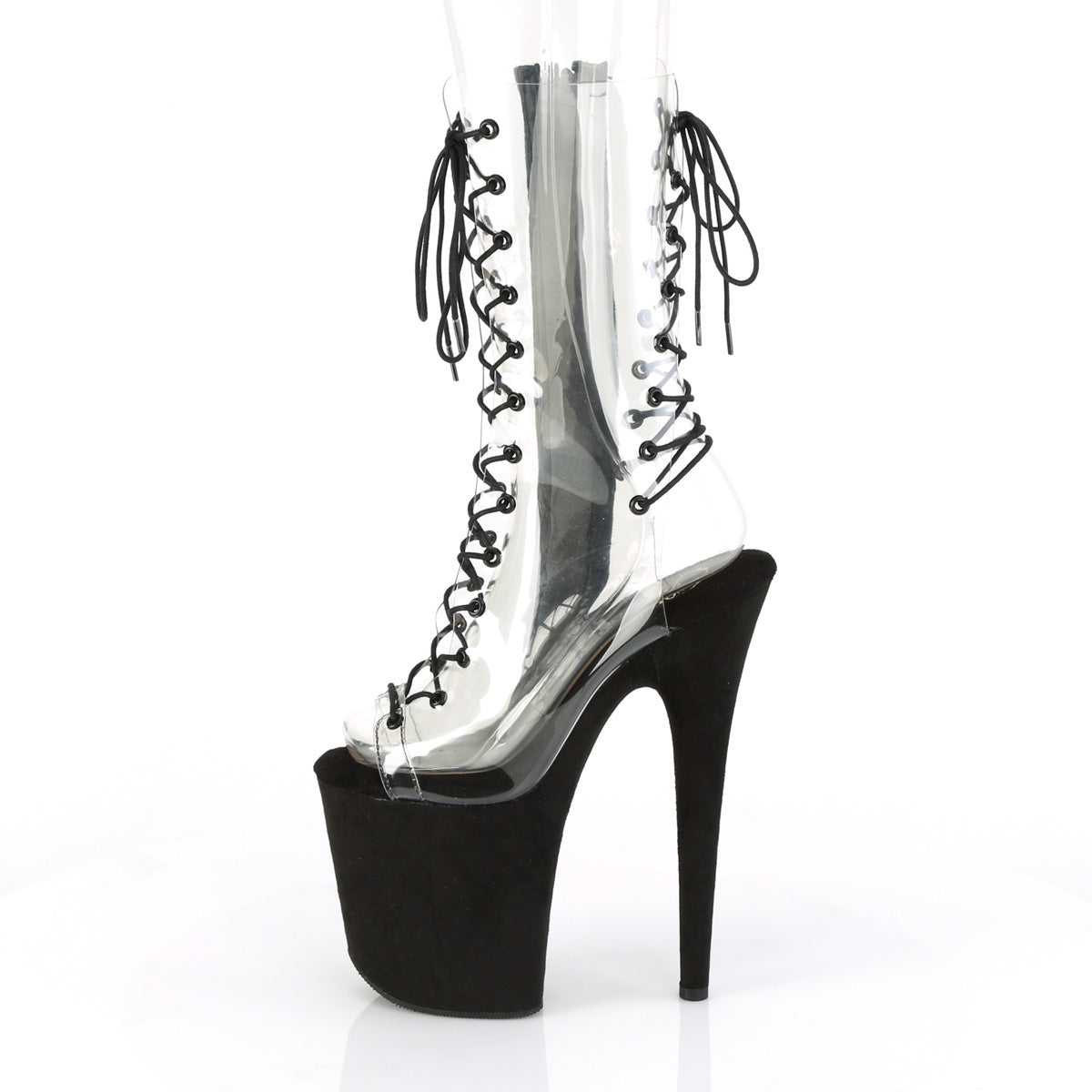 Pleaser Botas de tobillo para mujer FLAMINGO-800-60FS CLR / BLK Faux Suede