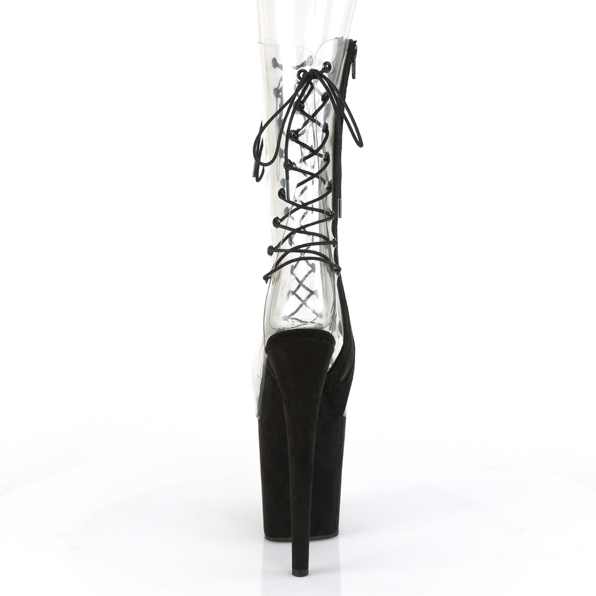 Pleaser Botas de tobillo para mujer FLAMINGO-800-60FS CLR / BLK Faux Suede