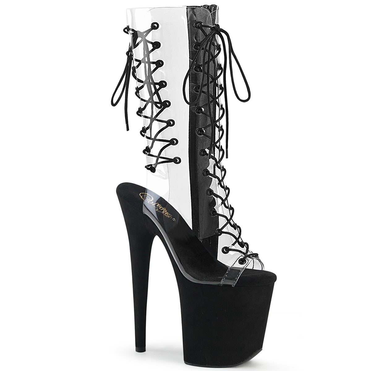 Pleaser Botas de tobillo para mujer FLAMINGO-800-60FS CLR / BLK Faux Suede