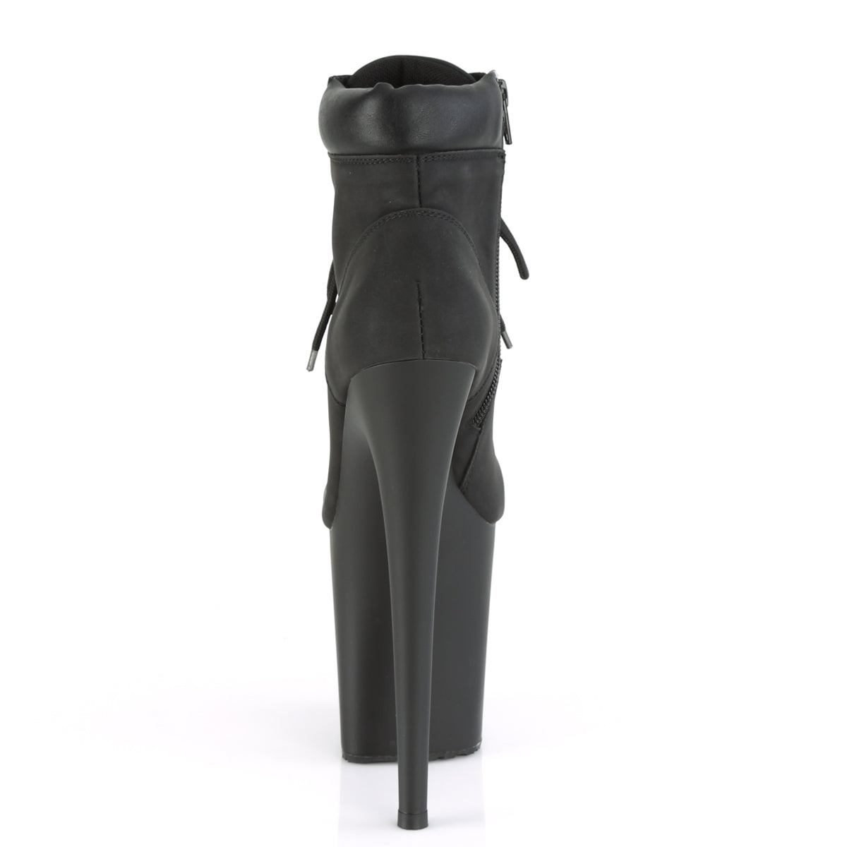Pleaser Botas de tobillo para mujer FLAMINGO-800TL-02 BLK Nubuck Faux Cuero / Blk Matte
